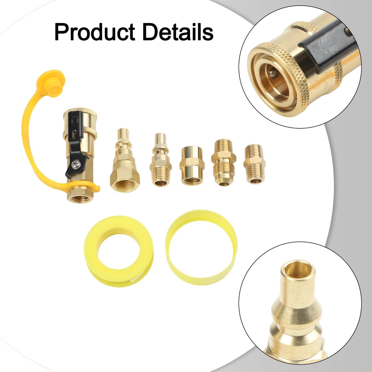7-Piece Brass Propane Quick Connect Fittings Kit for RV Gas Systems