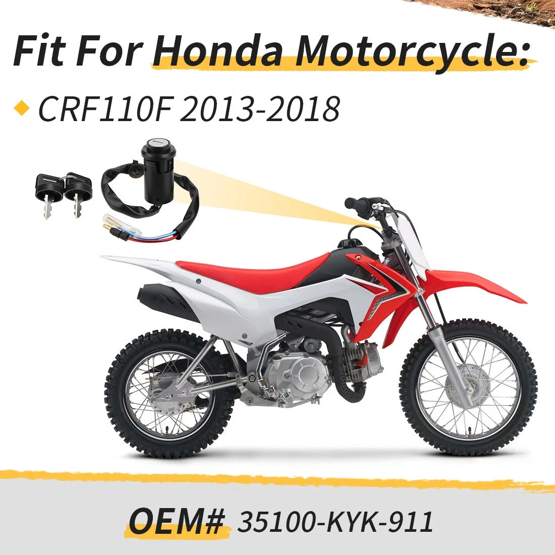 Ignition Key Switch for Honda CRF110F (2013–2018)