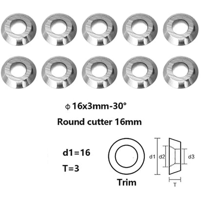 10pcs Round Carbide Inserts R16x3mm for Wood Lathe Turning Machine