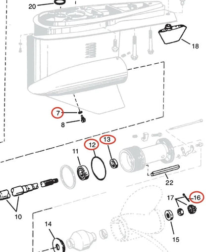 Propeller Shaft Seal Kit for Volvo Penta OMC (3858303, 3852865)