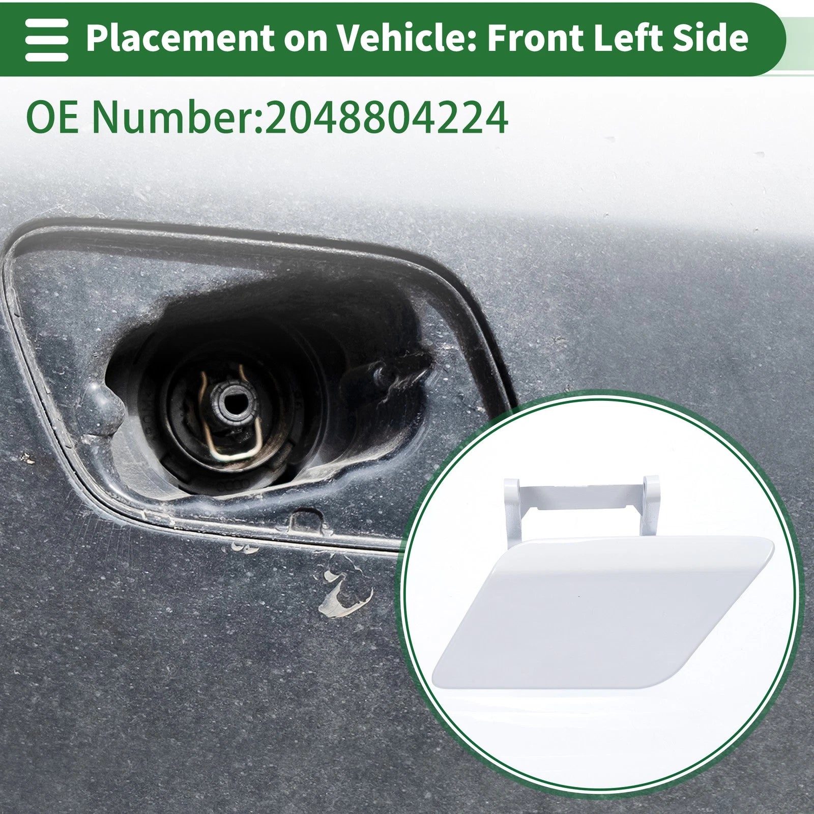 Front Left Headlight Washer Nozzle Cover Cap for Mercedes-Benz White (2000–2010)