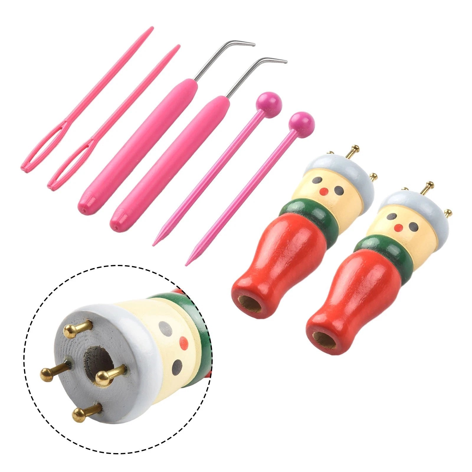 2X Wood Spool Knitting Tool for Children's Crafts