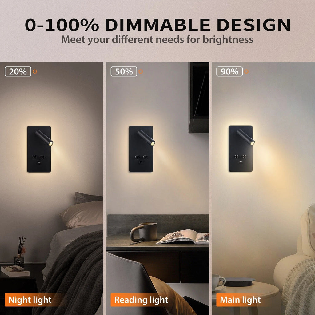 LED Wall Sconce Reading Spot Light for Bedroom (Adjustable Angle)