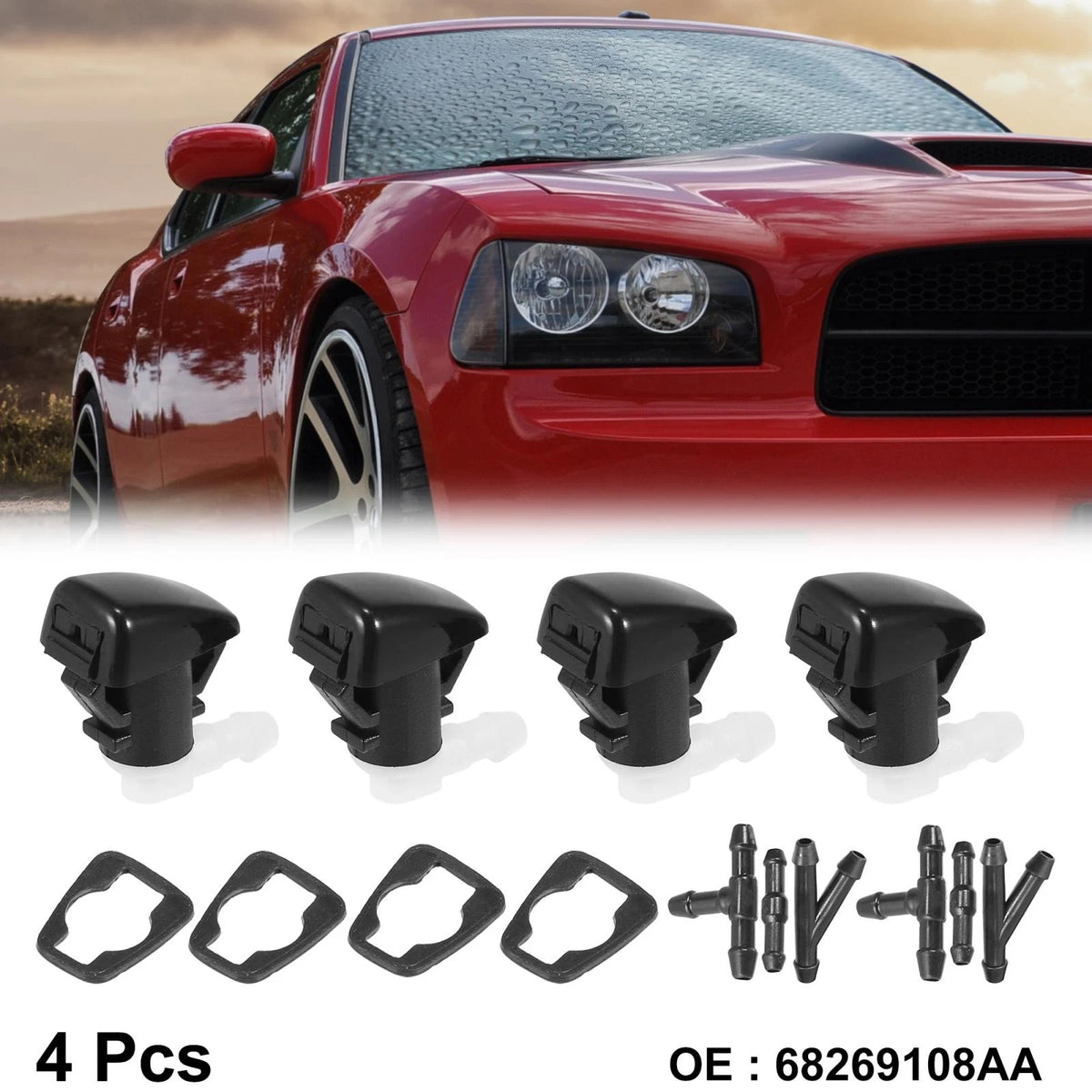 Front Windshield Washer Nozzles Set of 4 for Dodge Durango (2011–2024)