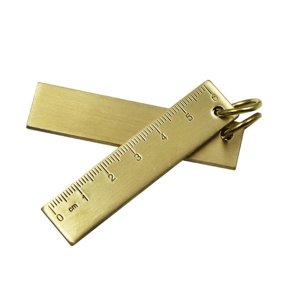 Set of 2 Engraved Brass Rulers 60mm Keychain Measuring Tool