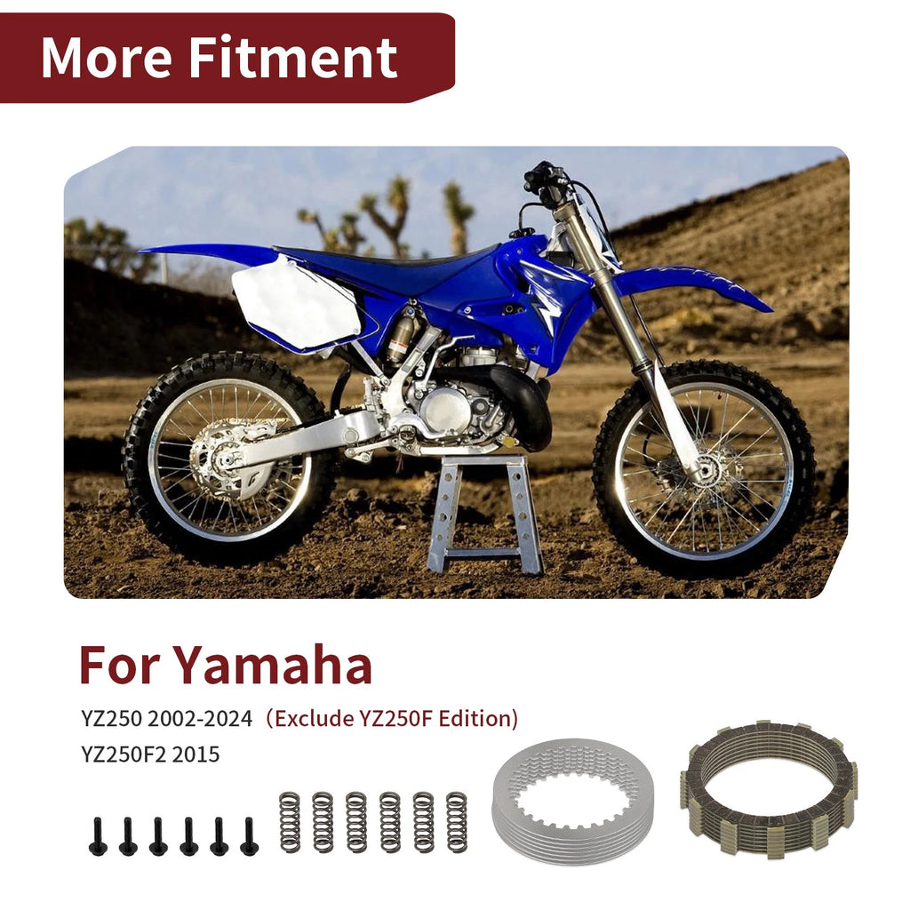 Heavy Duty Clutch Friction Steel Plates w/Spring Bolt for Yamaha YZ250 (2002–2024)
