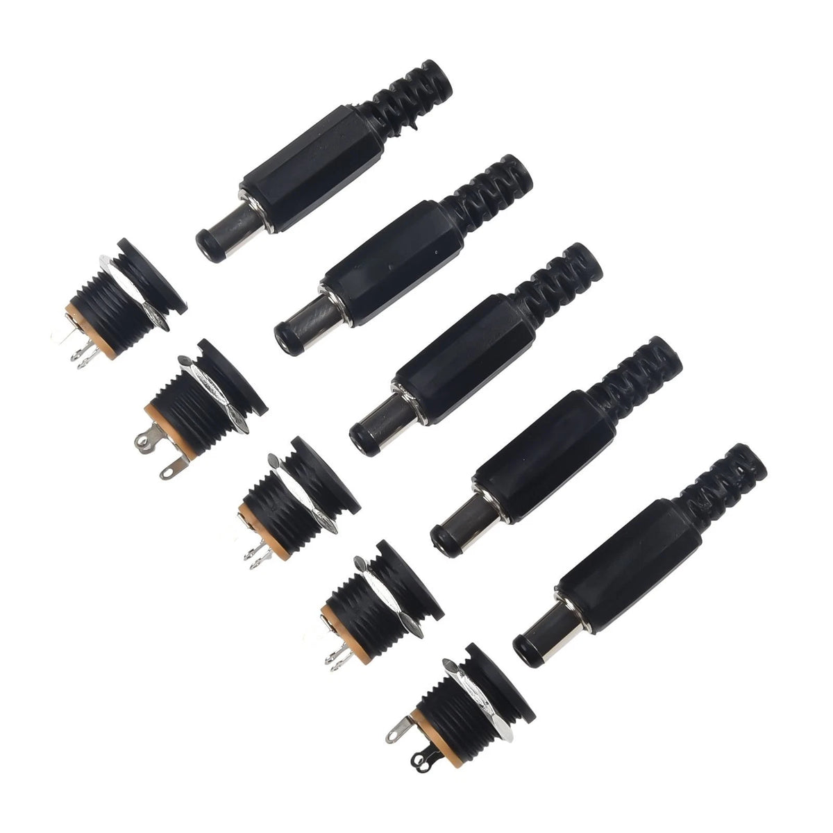 Set of 10 DC Power Connectors with Panel Mount Sockets for Electronics