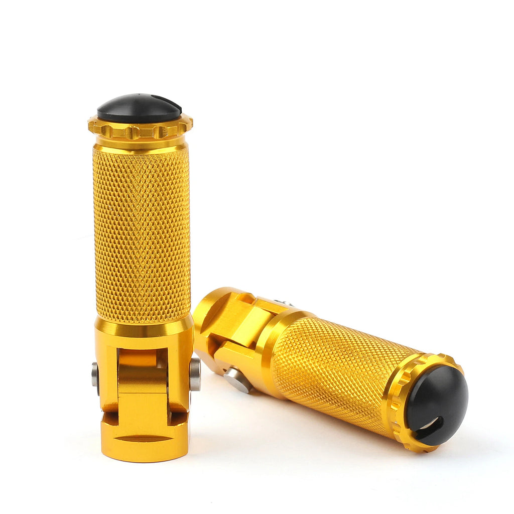CNC Folding Foot Pegs Rear Set for Universal Motorcycle (Gold)