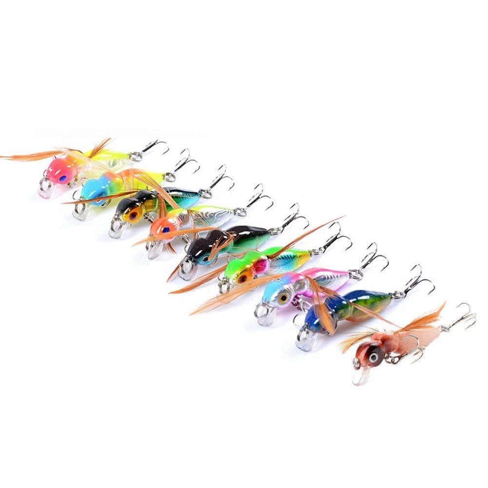 9PCS Fishing Lures 3.4g/4.5cm Minnow Baits 10# Ant Insect Bionic Bait