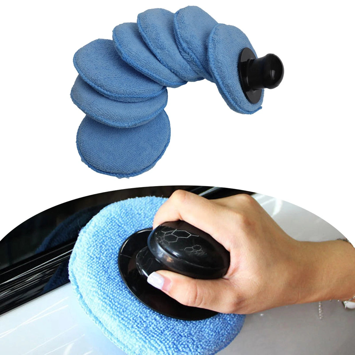 8-Piece Car Care Kit with Wax Applicators and Handling Tool