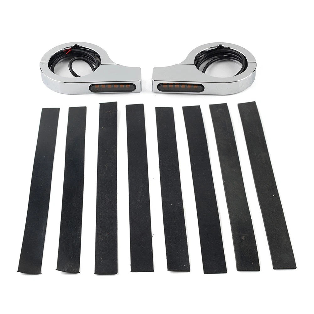Chrome LED Fork Turn Signal Light Indicator for Harley Touring