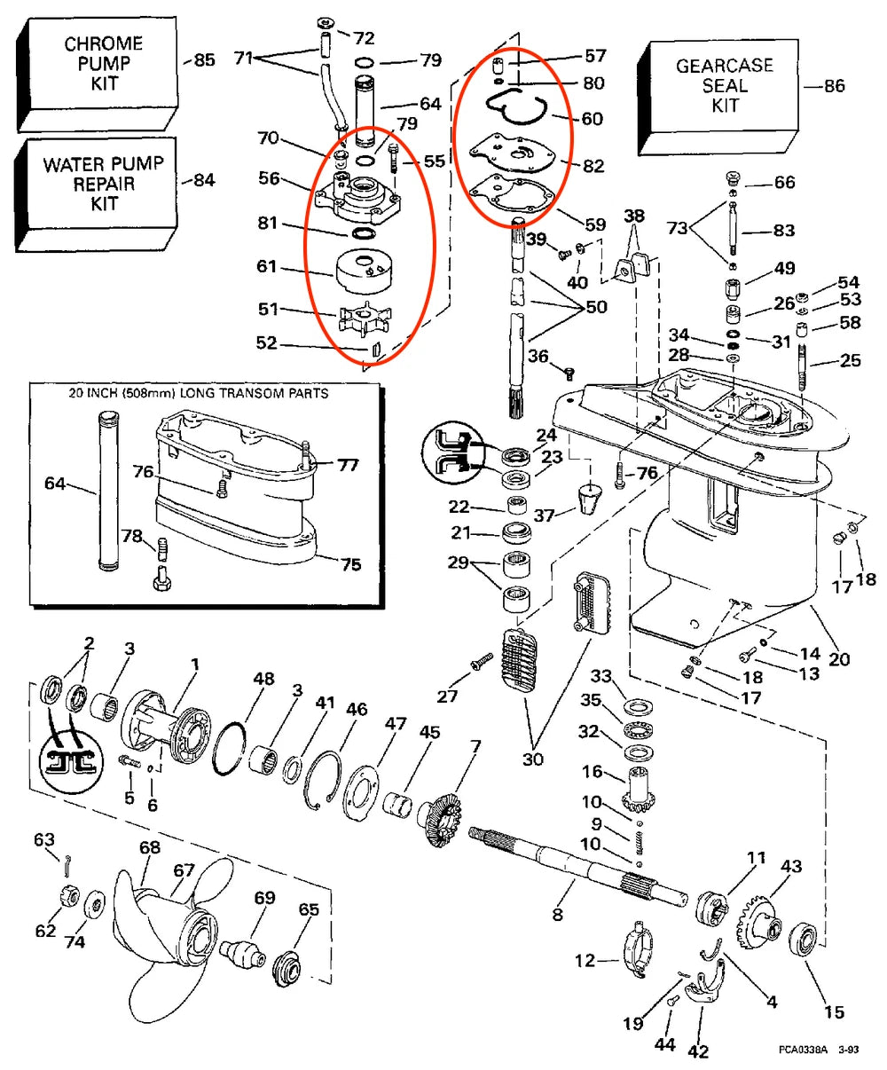 Water Pump Repair Kit for Evinrude Johnson 20 25 30 HP (2-Stroke)