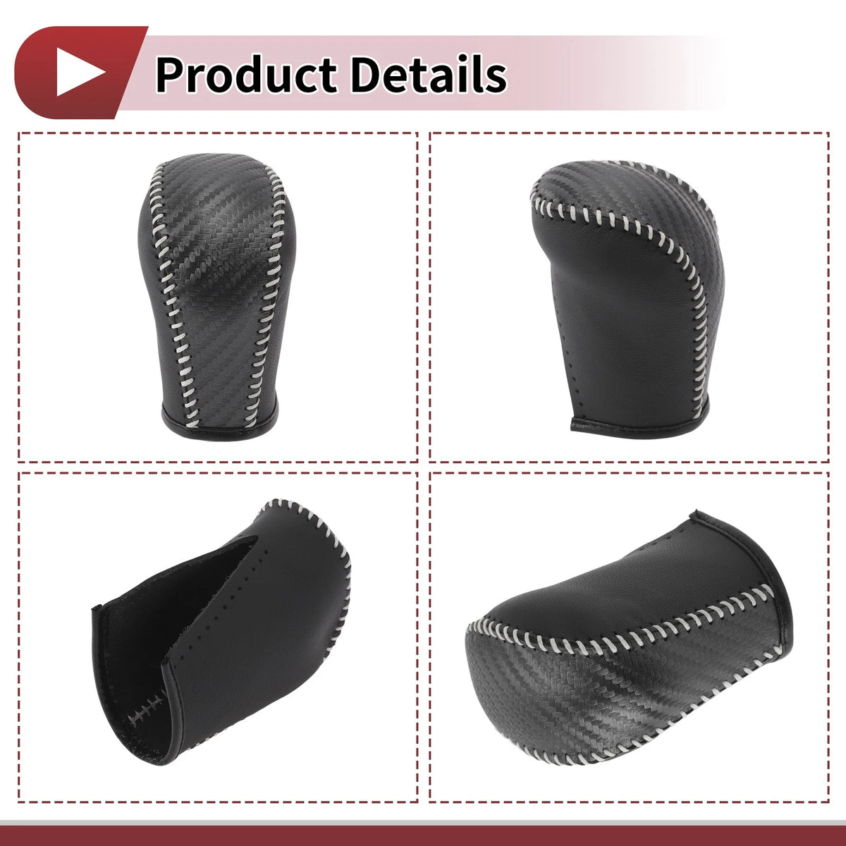 Gear Shift Knob Cover for Subaru Forester (2006–2012) Black Beige Faux Leather