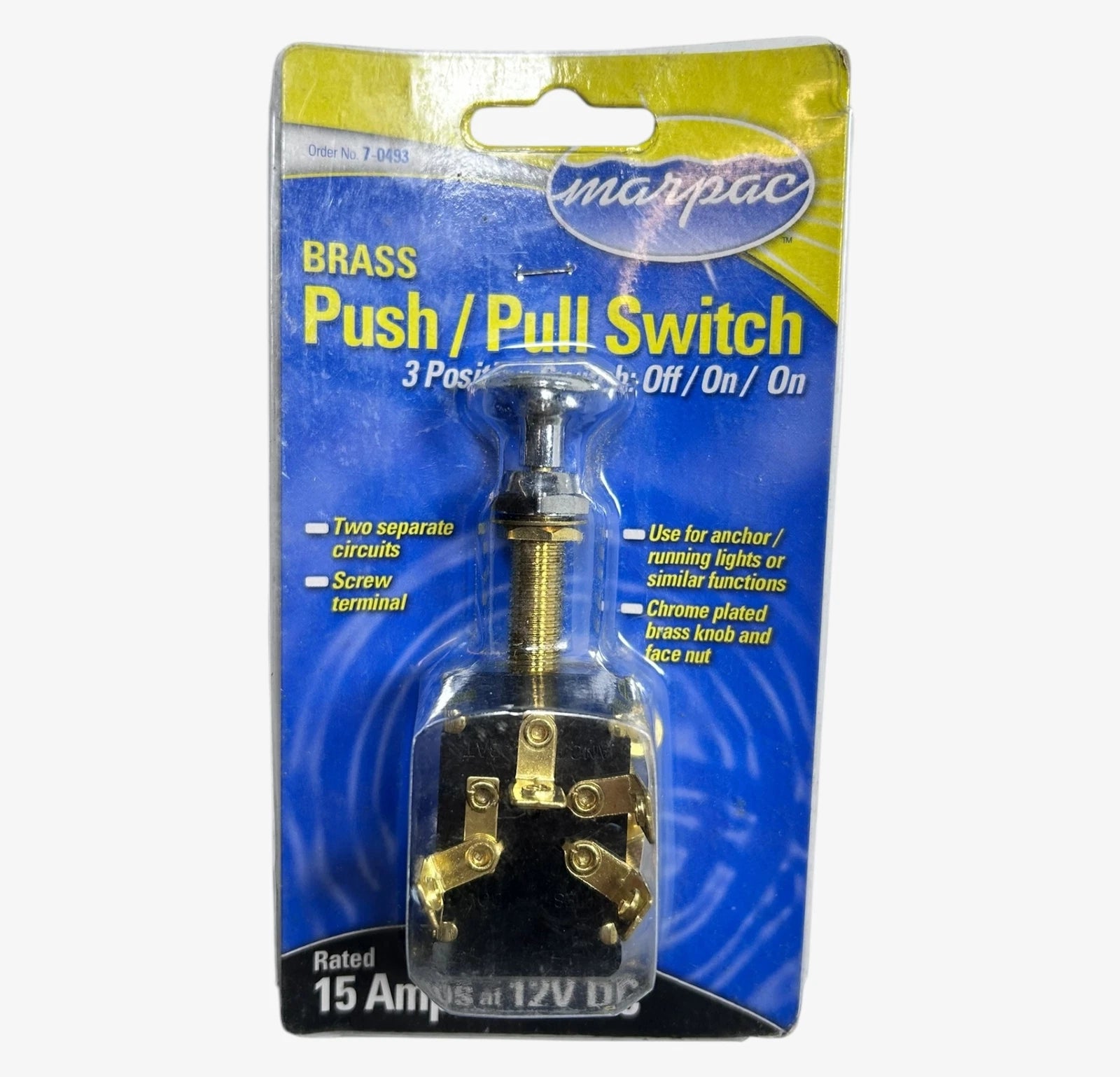 3 Position Push/Pull Switch 15 Amp 12V for MarPac (7-0493)