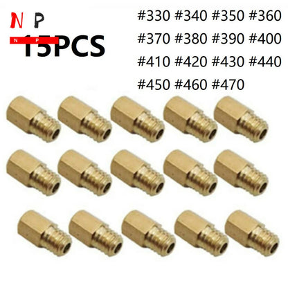 15 Pcs Hex Type Main Jets for Mikuni VM/TM/TMX Carburetor (#330-#470)