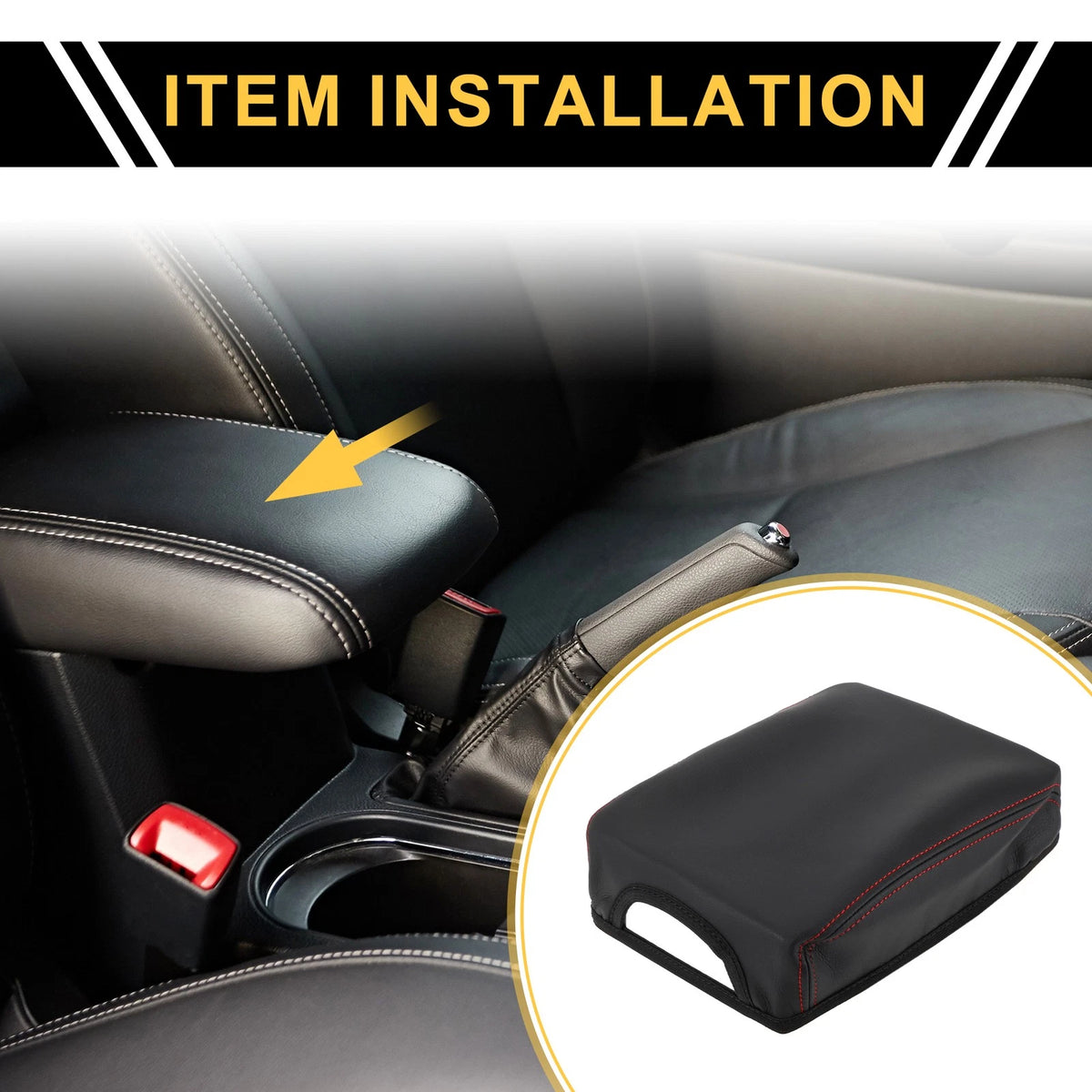 Car Center Console Lid Armrest Cover for Toyota Tacoma (2016–2020) Black