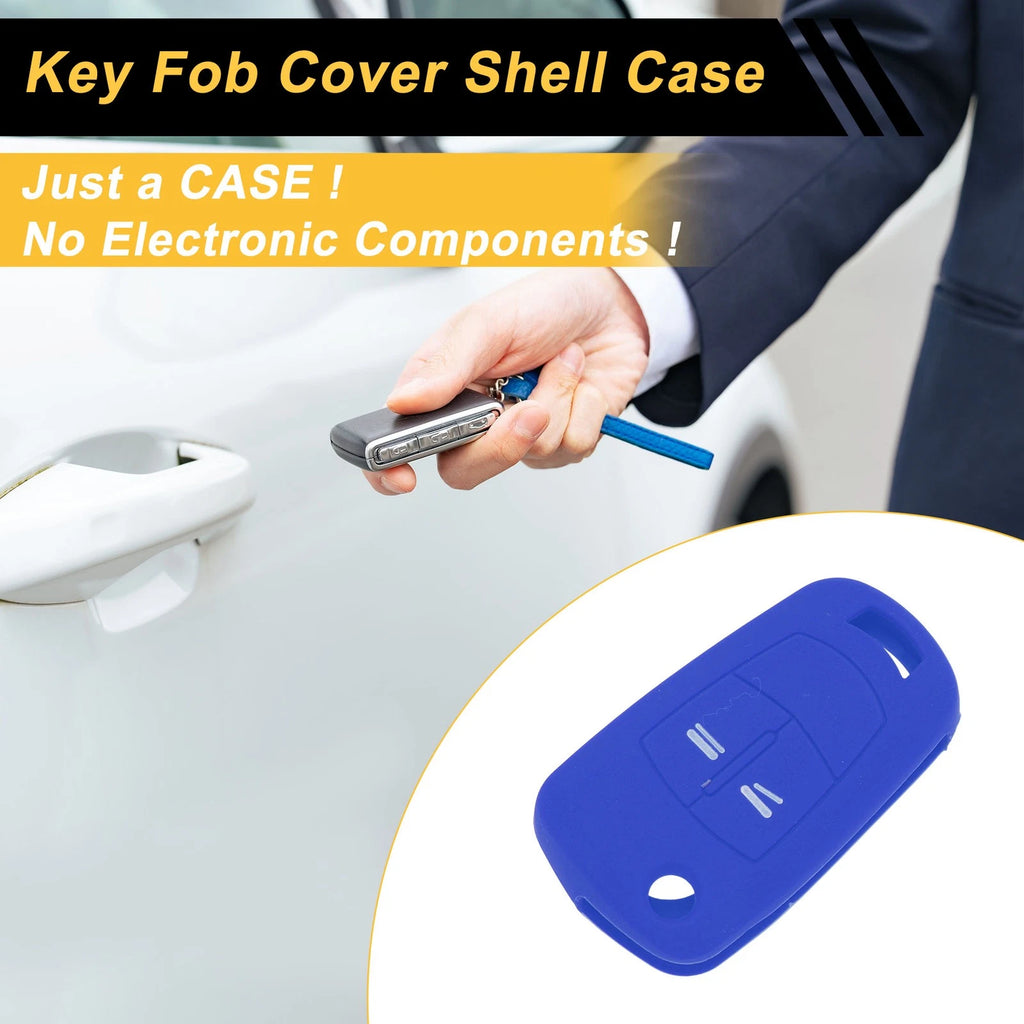 Blue Silicone Car Key Case for Opel Corsa D (2006–2014) - 2 Buttons