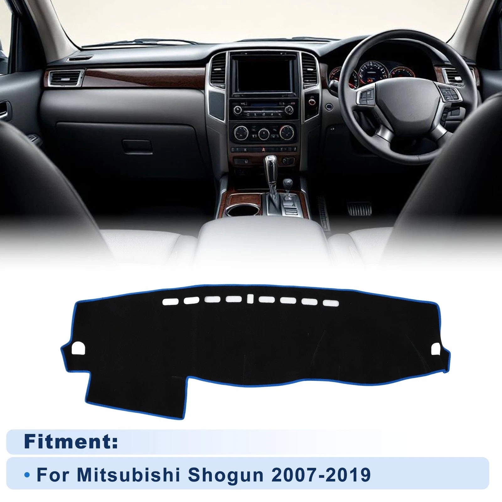 Dash Cover for Mitsubishi Shogun 1 Set Black With Blue Edge (2007–2019)
