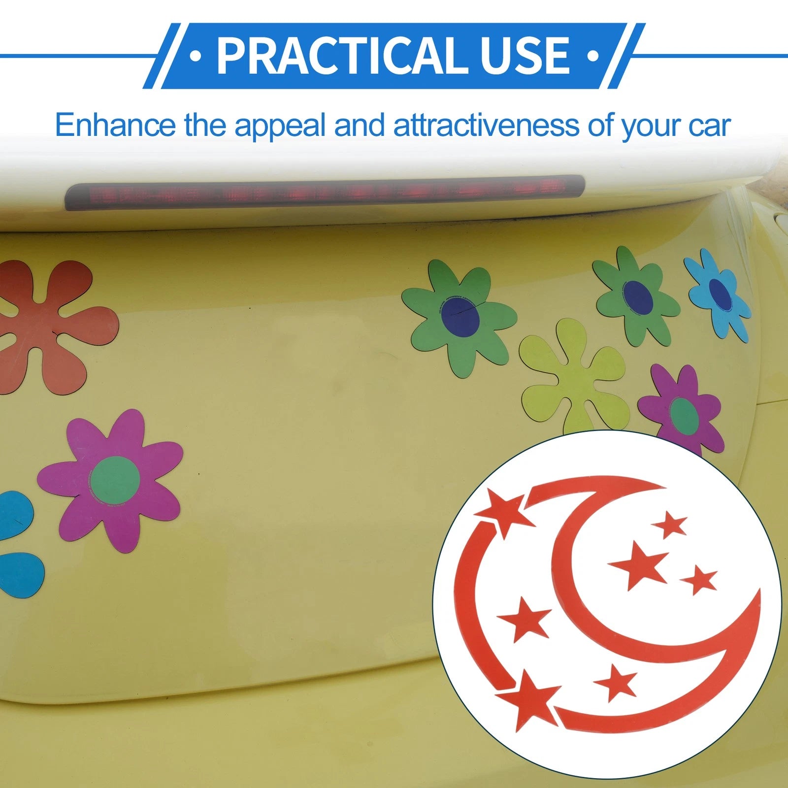 Reflective Bumper Decal for - Red Moon & Stars