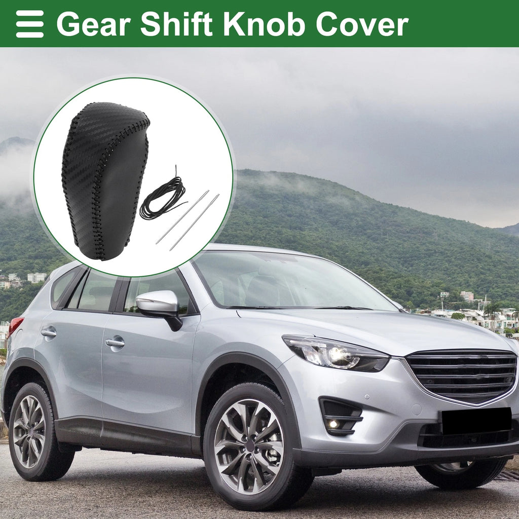 Gear Shift Knob Cover Replacement for Mazda CX-5 (2017–2022) Black Faux Leather