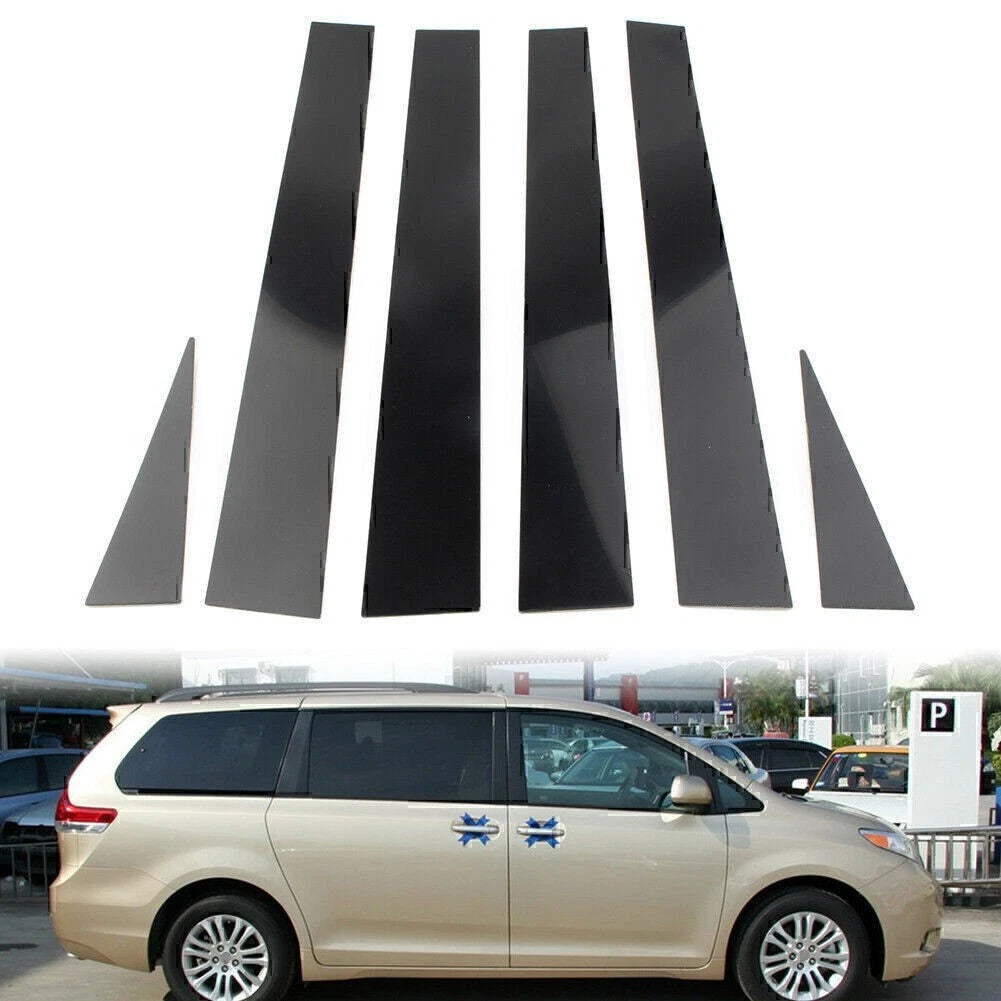 Set of 4 Pillar Post Door Panel Covers for Toyota Sienna (2004–2010) Black