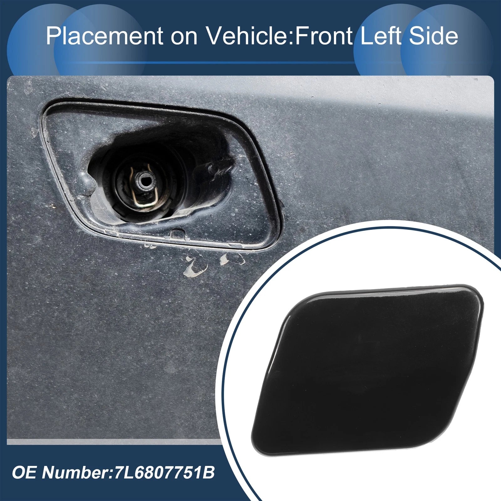 Front Left Washer Nozzle Cover Cap Replacement for Volkswagen Touareg (2007–2010)