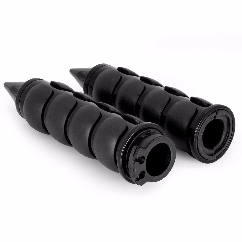 Black Spike Rubber Hand Grip for Chopper H-D Suzuki Kawasaki (Custom Fit)