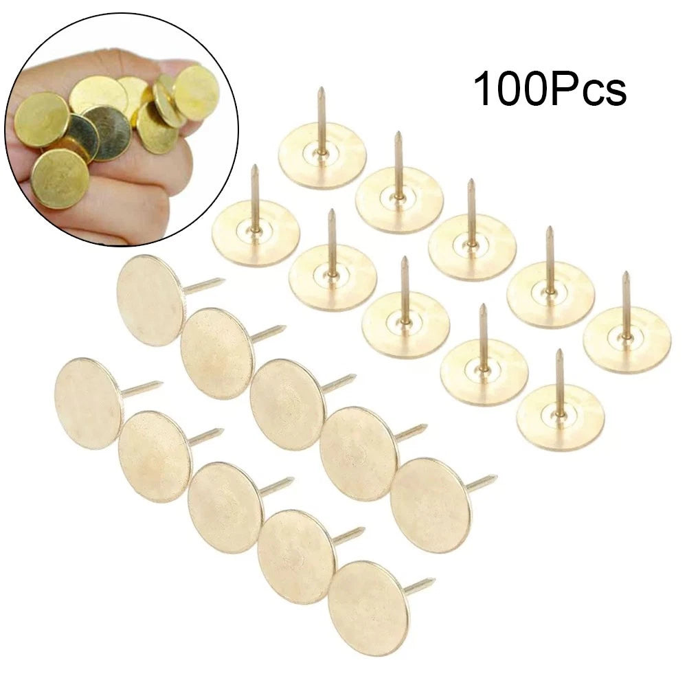 100Pc Upholstery Nails for Craft Projects (Gold)