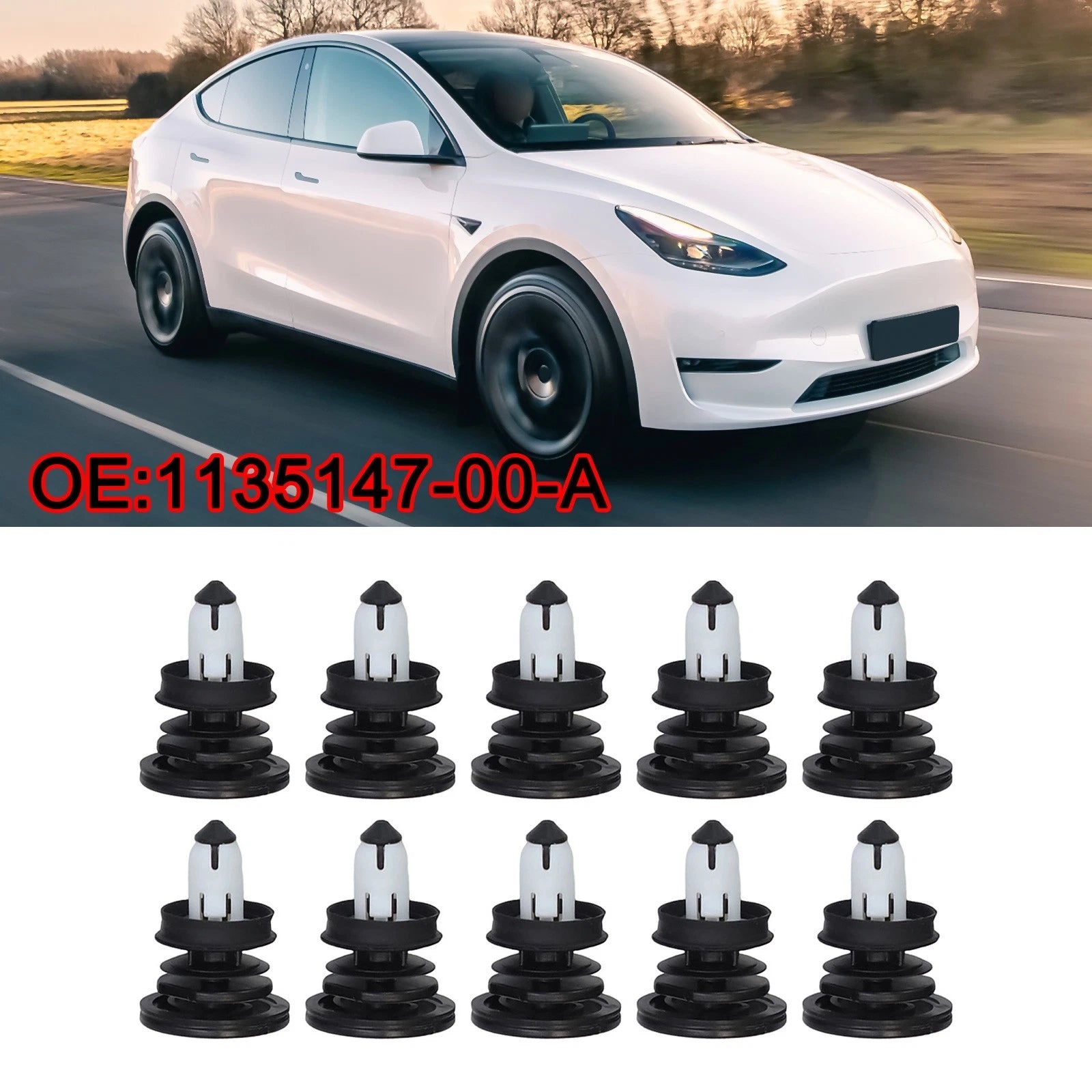 10 Pack Black ABS Door Trim Panel Clips for Tesla Model 3 (2017–2023)