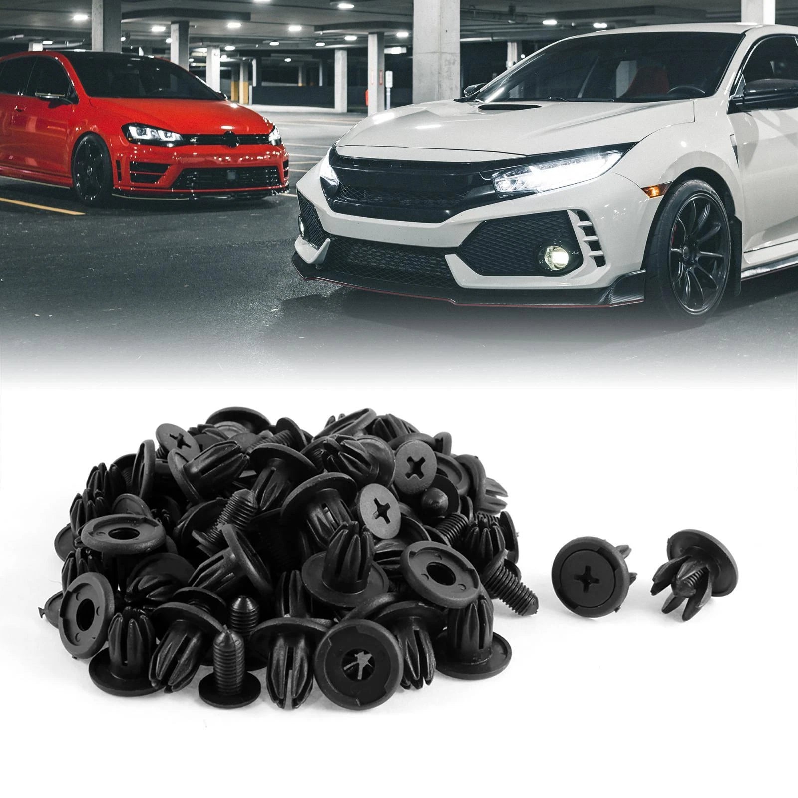 50 Pcs 10mm Push Screw Rivets Clips for Car Door Panel