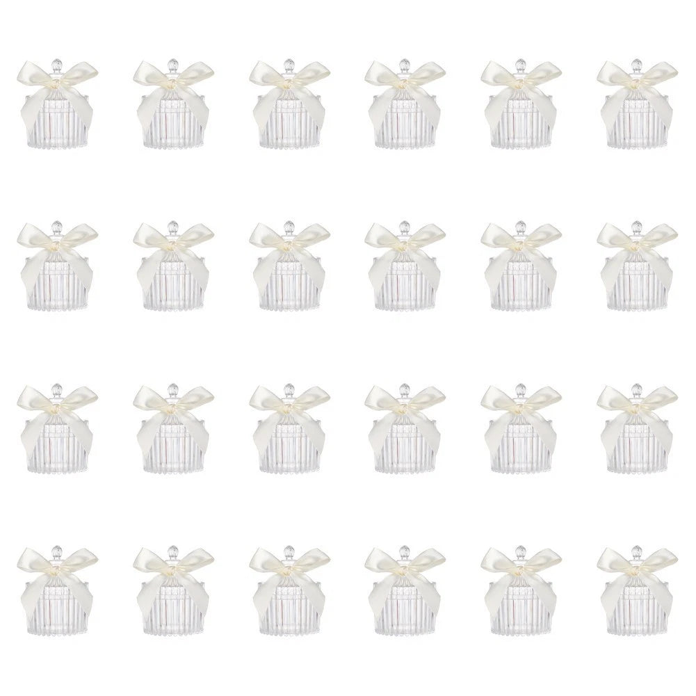 Vertical Ribbed Transparent Plastic Box for Wedding Candy Storage