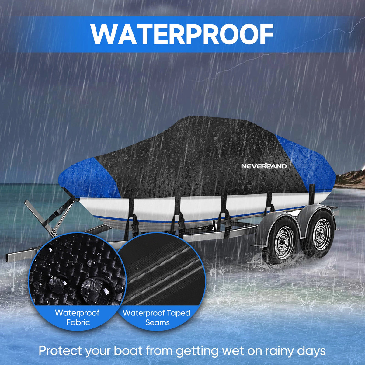 Trailerable Boat Cover for V-Hull Runabout Pontoon (14-24ft) UV Waterproof