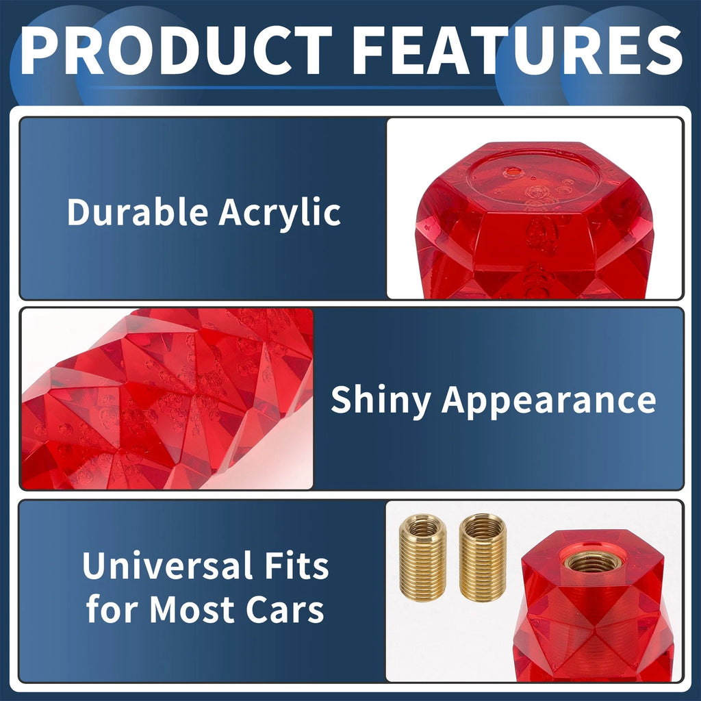 Crystal Gear Shift Knob with 2 Adapters for Universal Fit (15cm)