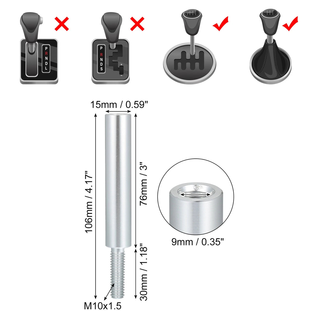 3" Shift Knob M10x1.5 for Honda Accord