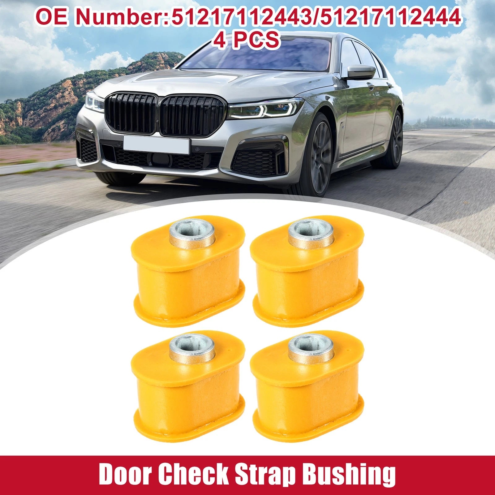 4pcs Door Check Strap Bushing Replacement for BMW 7 Series E65 (2002–2008)