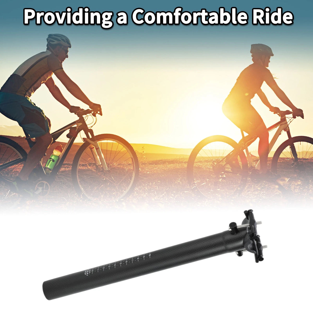 Seat Post 33.9mm 350mm Lightweight Carbon Fiber for Bike MTB Road (—)
