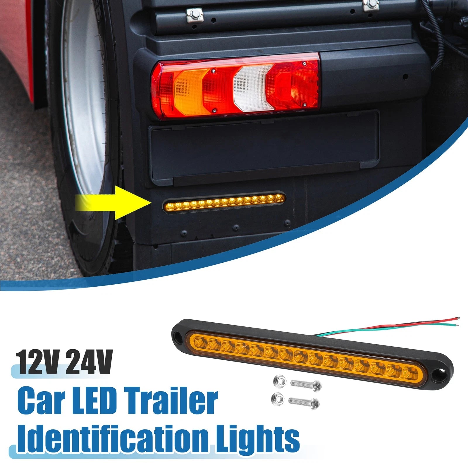 Trailer Identification LED Turn Signal Tail Light Yellow for Toyota (2010–2020)