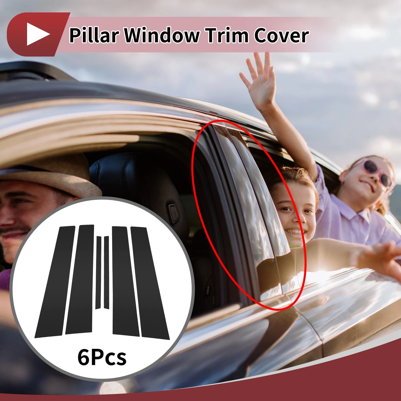 6 Pcs Door Pillar Window Trim Replacement for Lexus IS (2006–2013) Black