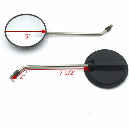 5" Round Long Stem Mirrors 8mm for Honda Kawasaki Suzuki (Cruise)