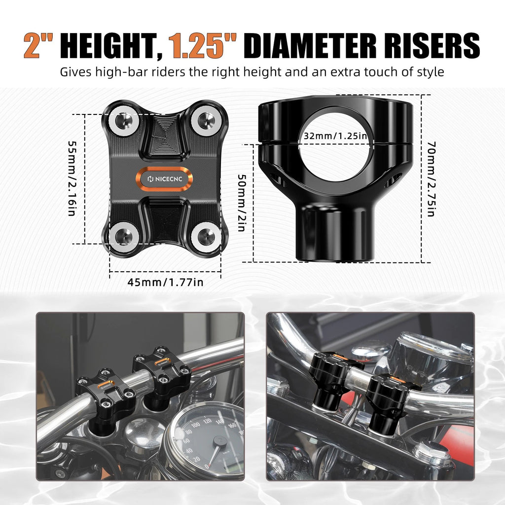 2" Handlebar Risers for Harley Dyna Street Bob EFI FXDBI (2006–2011)