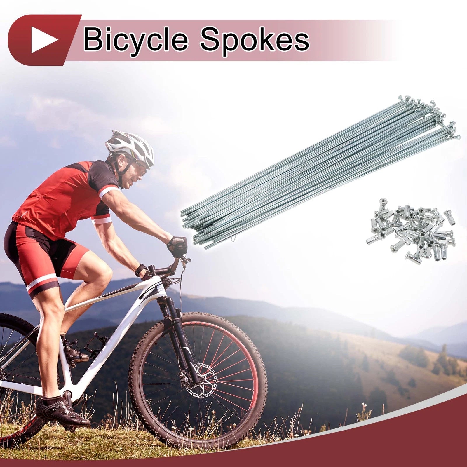 Bicycle Spokes Set 12G 265mm Galvanized Carbon Steel for Bike Wheels