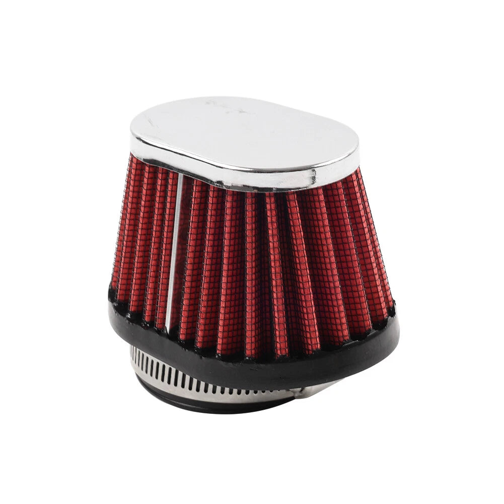 55MM 2.17" Motorcycle Oval Air Intake Filter Cleaner Washable Red