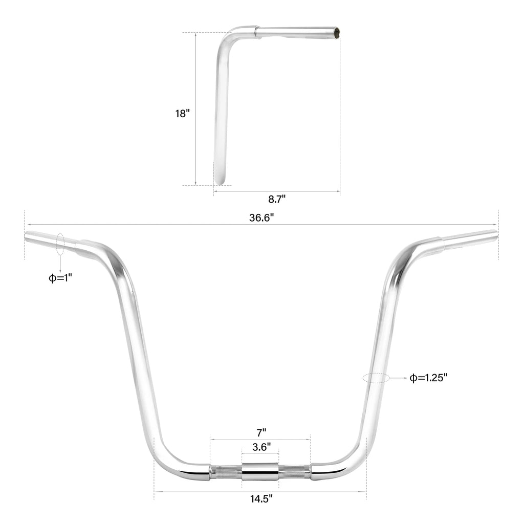 18" Chrome Ape Hanger Handlebar for Harley Heritage Springer