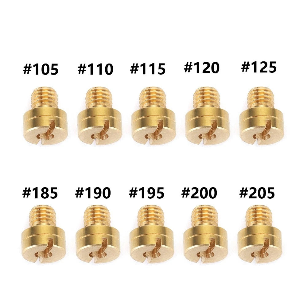 10pcs Carb Main Jet for Mikuni N100/604 (#105, #110, #115, #120, #125, #185, #190, #195, #200, #205)
