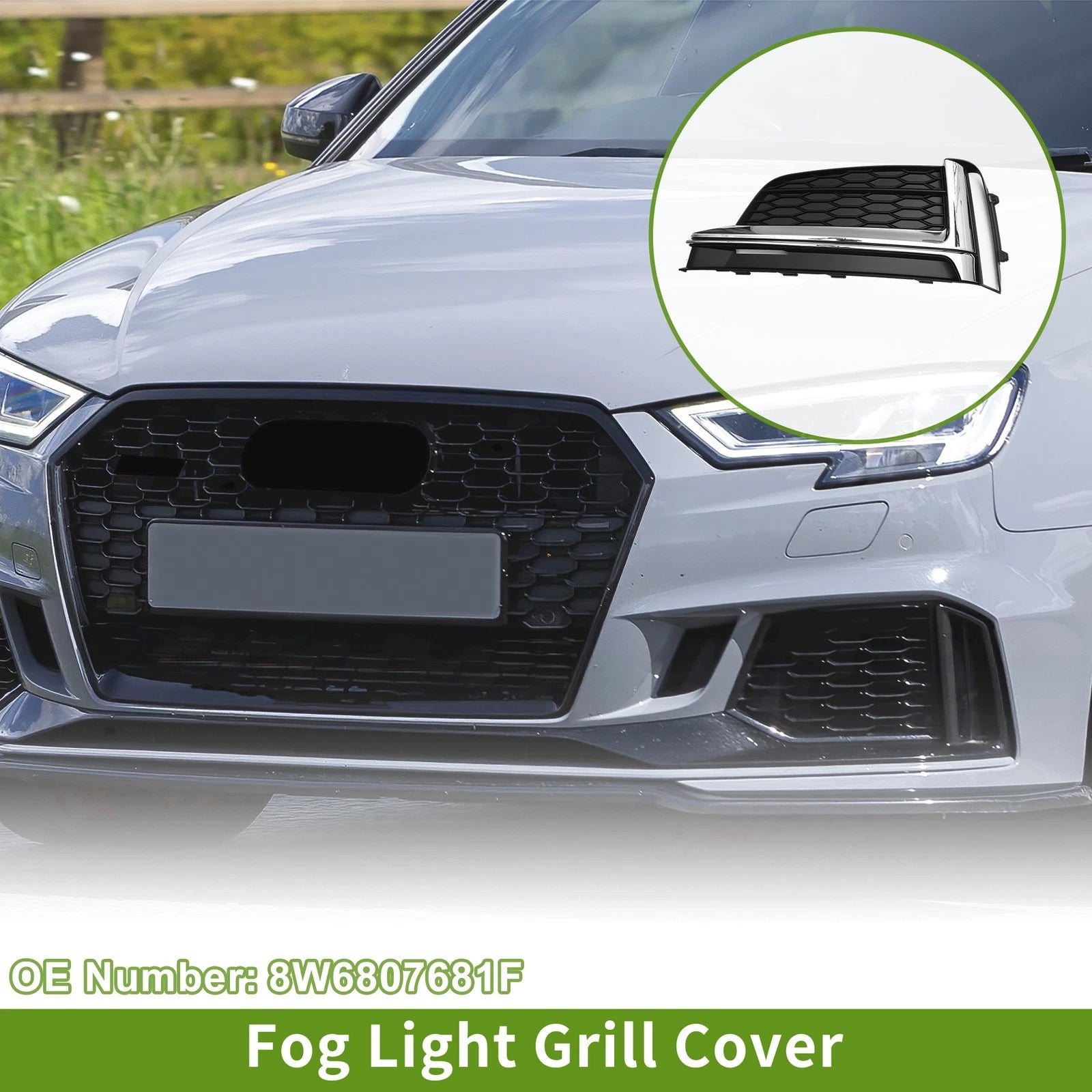 Left Front Fog Light Grill Replacement for Audi A5 S5 (2017–2020)