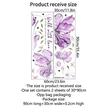 Party Wall Sticker Tool for Creative DIY Matte Effect Purple Flowers (30x90cm)