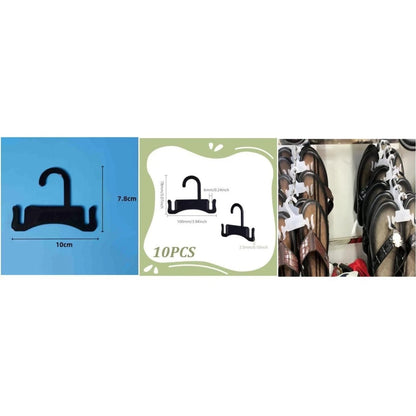 10 Pieces Black Plastic Flip Flop Hangers for Shoe Rack (Space Saving)