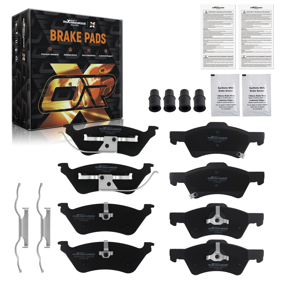 Front & Rear Ceramic Brake Pads Kit for Dodge Caravan (2001–2007)