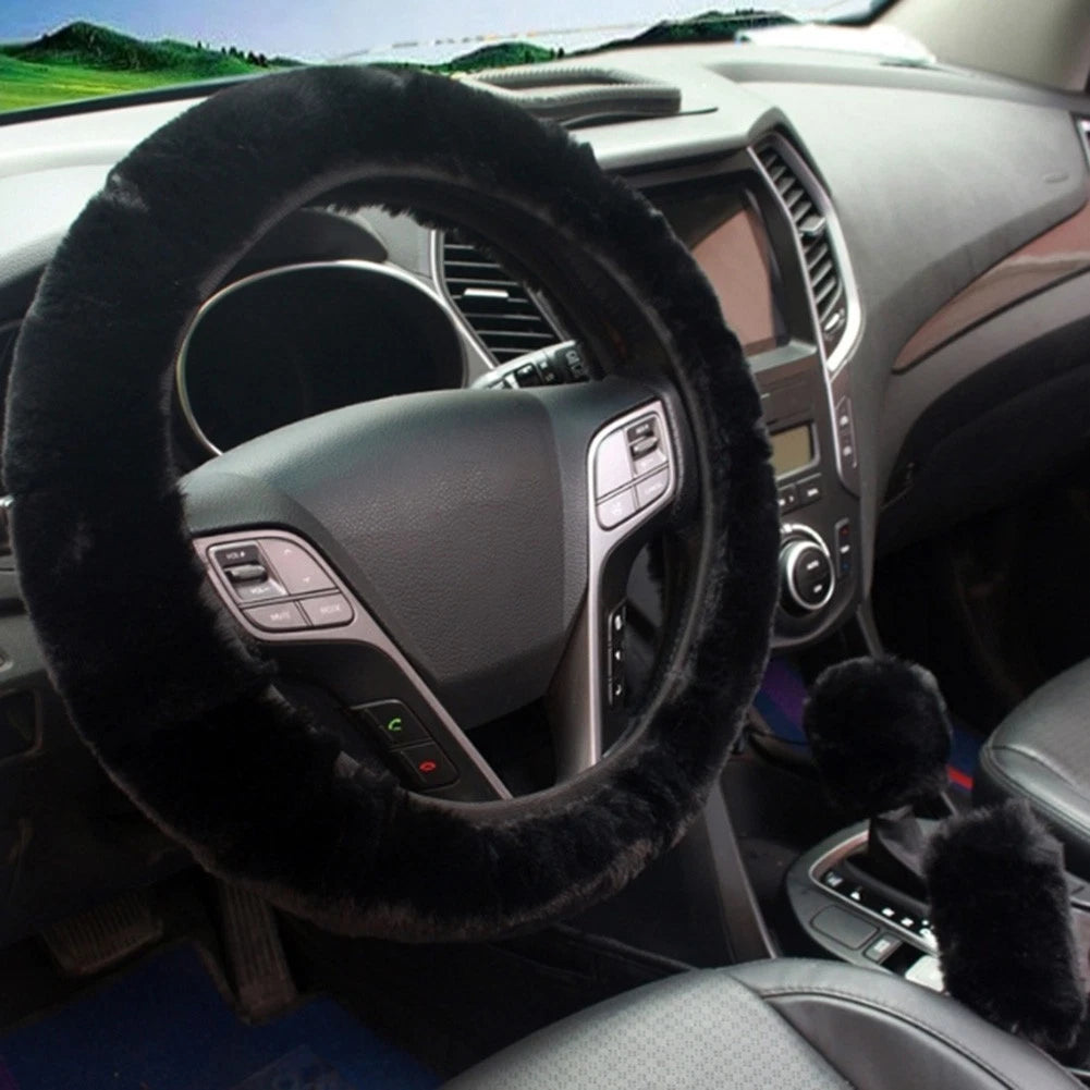 3 Piece Auto Plush Cover Set for Cold Weather Driving