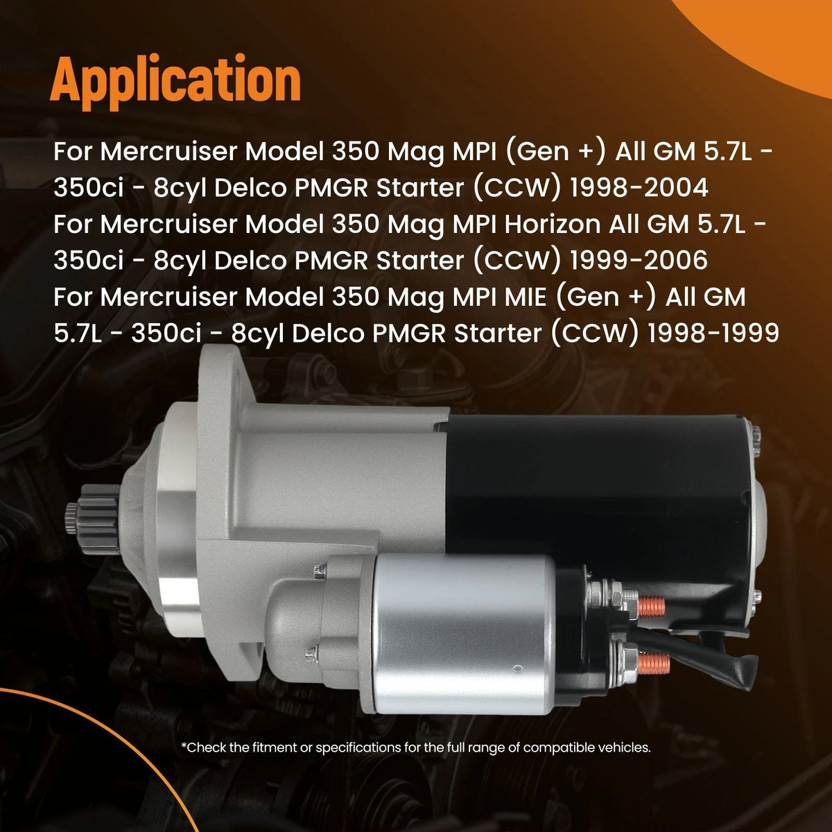 CCW Starter Motor for Volvo Penta 5.7GXiL 5.7L (2000–2007) 3862985 PG260L